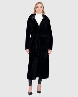 Gorski Reversible Textured Shearling Lamb Zip Parka With Belt - Black