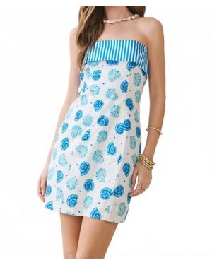 TCEC Seashell Contrast Strapless Mini Dress - Blue