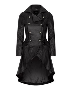 TruClothing Gothic Tail Coat Double Breasted Leather Jacket - Black