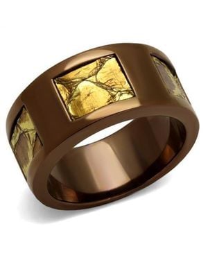 Fashnzfab Ip Coffee Light Stainless Steel Ring With No Stone - Brown