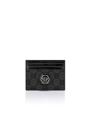 Philipp Plein Denim Card Holder Jacquard Monogram - Black