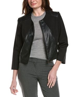 Joseph Ribkoff Faux Leather Trim Jacket - Black