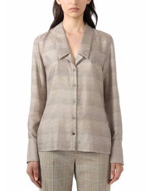 Barbara Bui Prince Of Wales Printed Silk Shirt - Natural