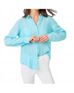 Lilly Pulitzer Sea View Linen Button Down Shirt - Blue