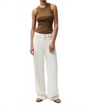 Pistola Sydney High Rise Bowed Linen Wide Pants - White