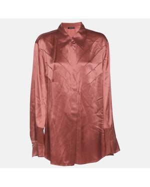Elena Miro Metallic Silk Long Sleeve Shirt - Red