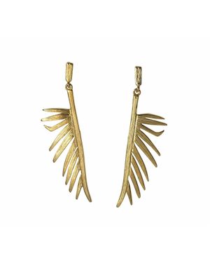 Goldbug Collection Split Palmetto Frond Earring - Metallic