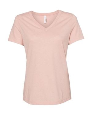 Bella Canvas Relaxed Heather Cvc V-Neck Tee - Pink