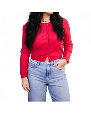 DELUC Shrunken Crewneck Cardigan - Red