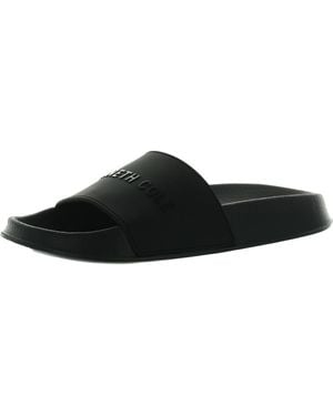 Kenneth Cole Kenny Logo Slide Slip On Flat Slide Sandals - Black