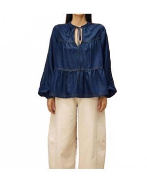FRNCH Cixous Babydoll Blouse - Blue