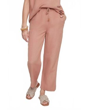 Renuar Blush Breeze Linen Cropped Pants - Pink