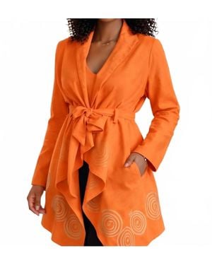 Step in Style Artisan Spiral Belted Statement Jacket - Orange