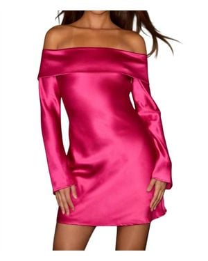 Lulus Luxurious Vision Satin Off-The-Shoulder Mini Dress - Pink