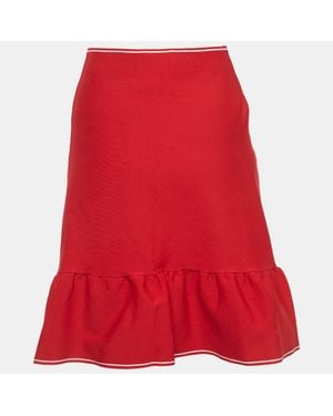 Sandro Stretch Knit Ruffled Mini Skirt - Red