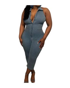 Cherry Mellow Denim Daze Jumpsuit - Blue