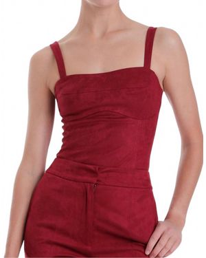 Karina Grimaldi Veronica Suede Bodysuit - Red