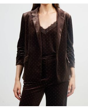 Skies Are Blue Roma Studded Velvet Blazer - Black