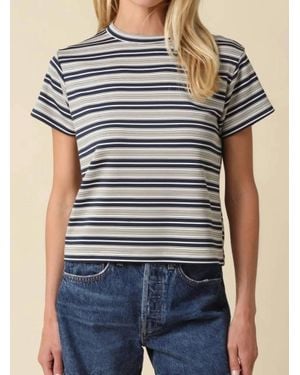 Olivaceous Short Sleeves Striped Tee - Blue