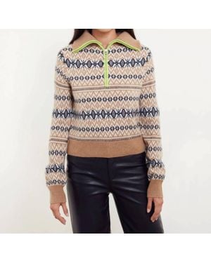 Isla Asher Fairisle Quarter Zip Sweater - Black
