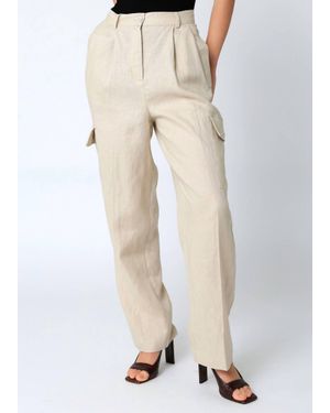 Olivaceous Arya Linen Cargo Pants - Natural