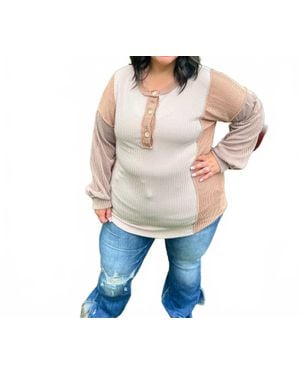 Lovely Melody Erin Color Block Long Sleeve Top - Gray