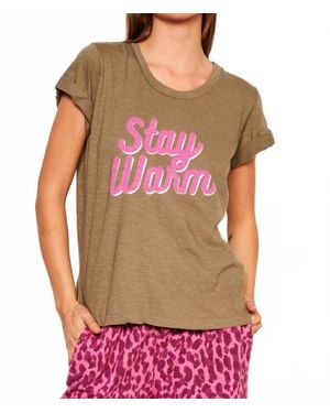 Sundry Stay Warm Rolled Sleeve Tee - Red