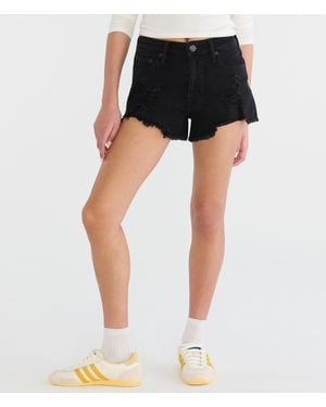 Aéropostale Vintage High-Rise Denim Shorty Shorts - Black