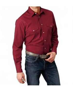 Roper Long Sleeve Snap Broadcloth Western Shirt - Red