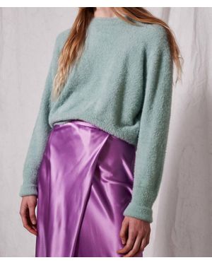 TOPSHOP Eyelash Knitted Fuzzy Sweater - Green