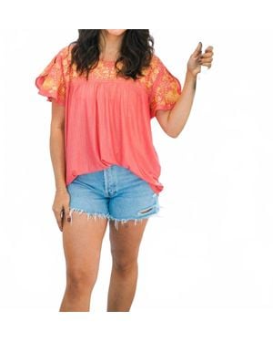 Layerz Clothing Josie Shirt Sleeve Top - Red