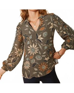 spartina 449 Willenna Ruffle Blouse - Gray