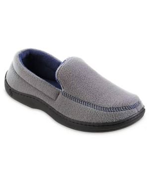 Isotoner Roman Recycled Fleece Moccasin Slippers - Gray