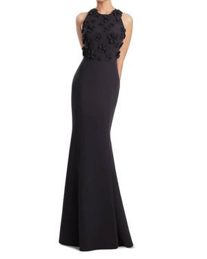 Alexander by Daymor Floral Applique Evening Gown - Blue