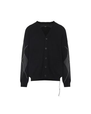 MASTERMIND WORLD V-Neck Cashmere Cardigan With Skull Design - Black