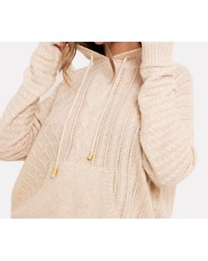 Brodie Cashmere Luxe Cashmere Cable Hoodie - Natural