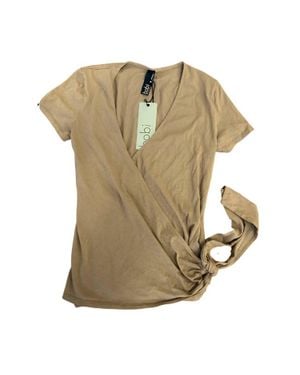 Bobi Half Wrap Surplice T Shirt - Natural