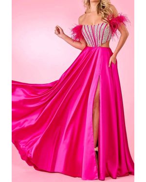 Rachel Allan Ornate Corset Cutout Prom Dress - Pink