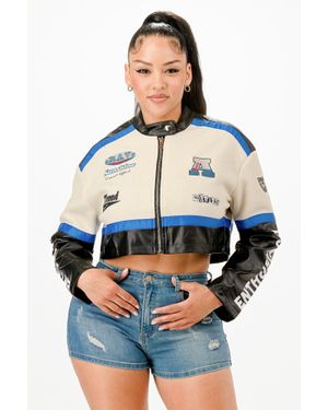 TRUEDAMES Colorblock Crop Jacket - Blue