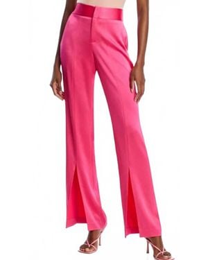 Alice + Olivia Jody Satin High Waist Slit Front Pants - Red