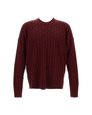 Plan C Textured Checked Wool Sweater