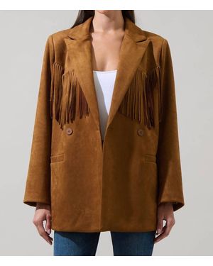 Sugarlips Rufina Fringe Collared Jacket - Brown