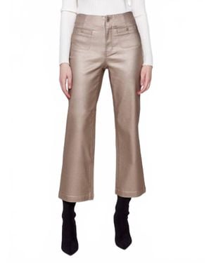 Charlie b Metallic Wax Flared Pants - Natural