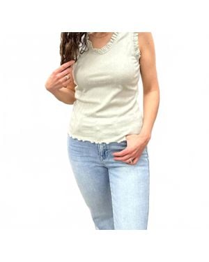 Doe And Rae Textured Ruffle Trim Tank Top - Blue