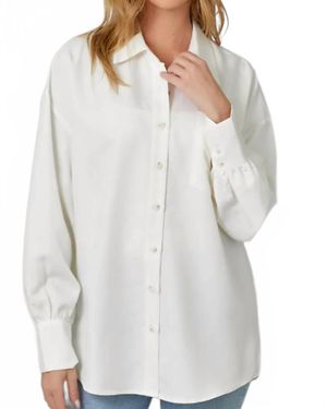 Mystree Oversized Button Up Shirt - White