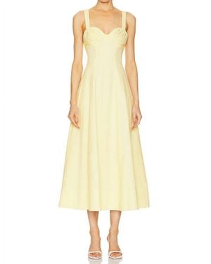 Clea Carla Embroidered Long Dress - Yellow
