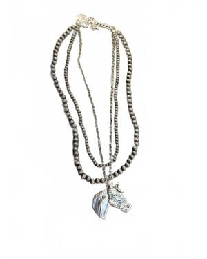 West & Co. Horse Head Pendant Necklace - White