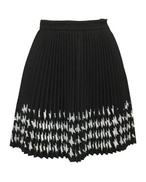 MSGM Houndstooth Pleated Laser Cut Skirt - Black