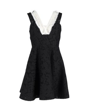 Sandro Sandro Rhythm Pleated Embroidered Mesh Mini Dress - Black