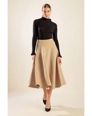 TRUEDAMES Falling Into Bliss Woven Midi Skirt - Natural
